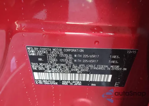 2016 Toyota Rav4 Xle from USA, damaged, VIN JTMWFREV0GJ070247